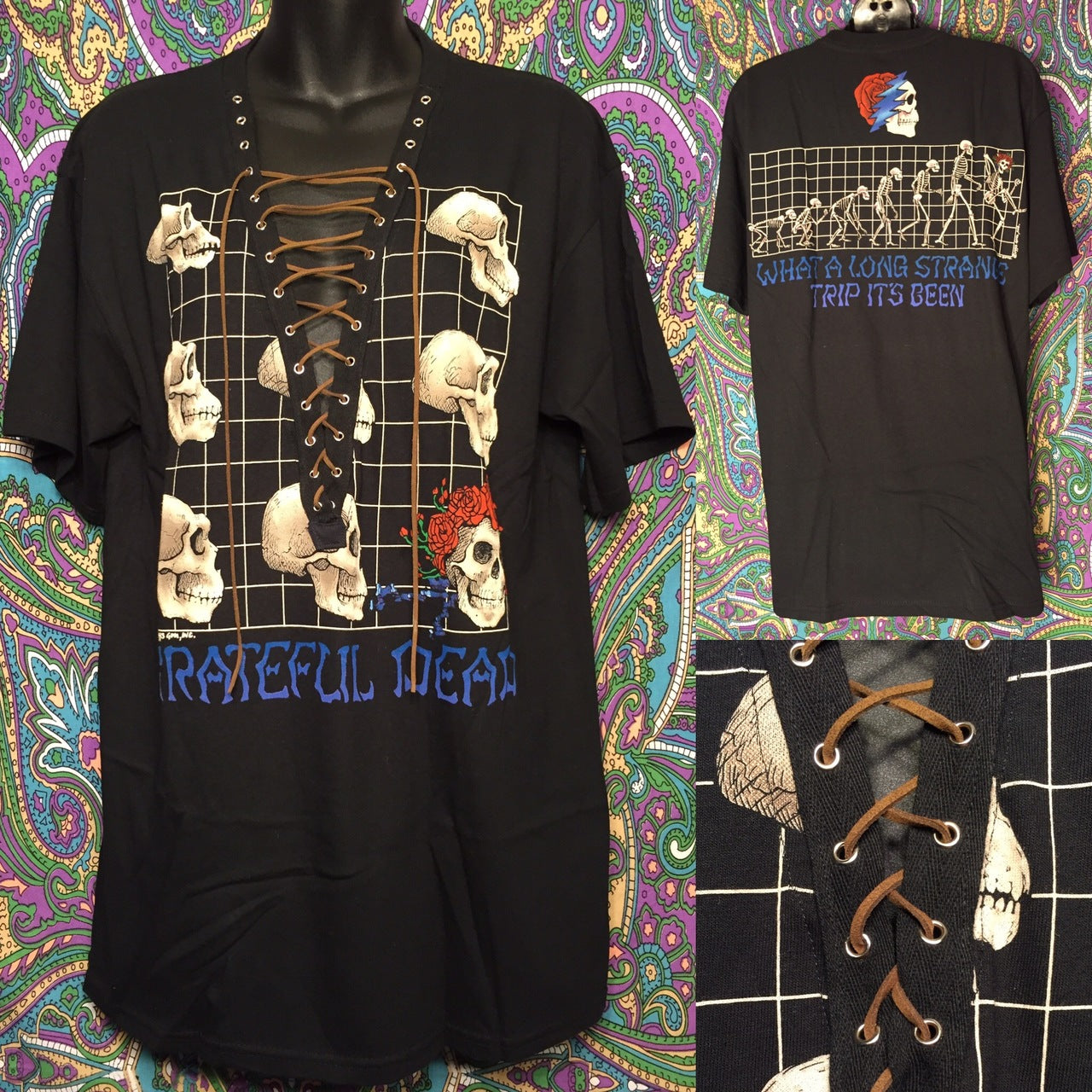 Grateful Dead Ladies Lace Up 'Long Strange Trip Tee' Large