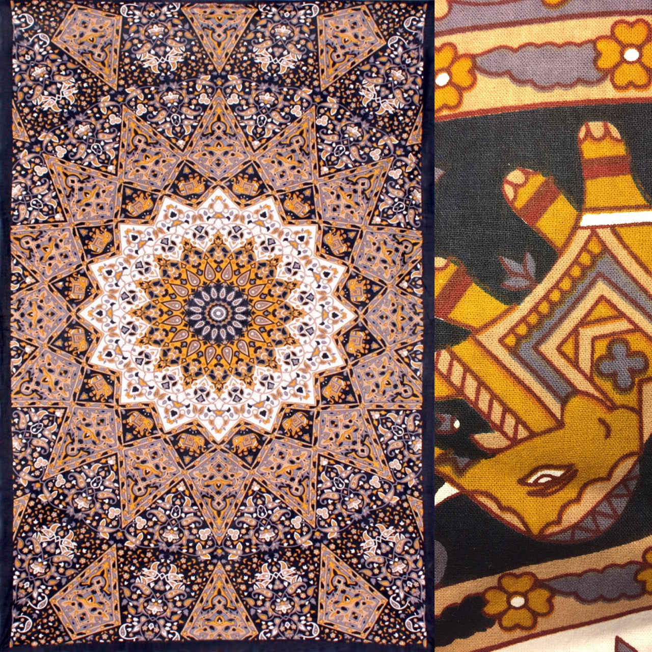3D Indian Star Tapestry - Browns