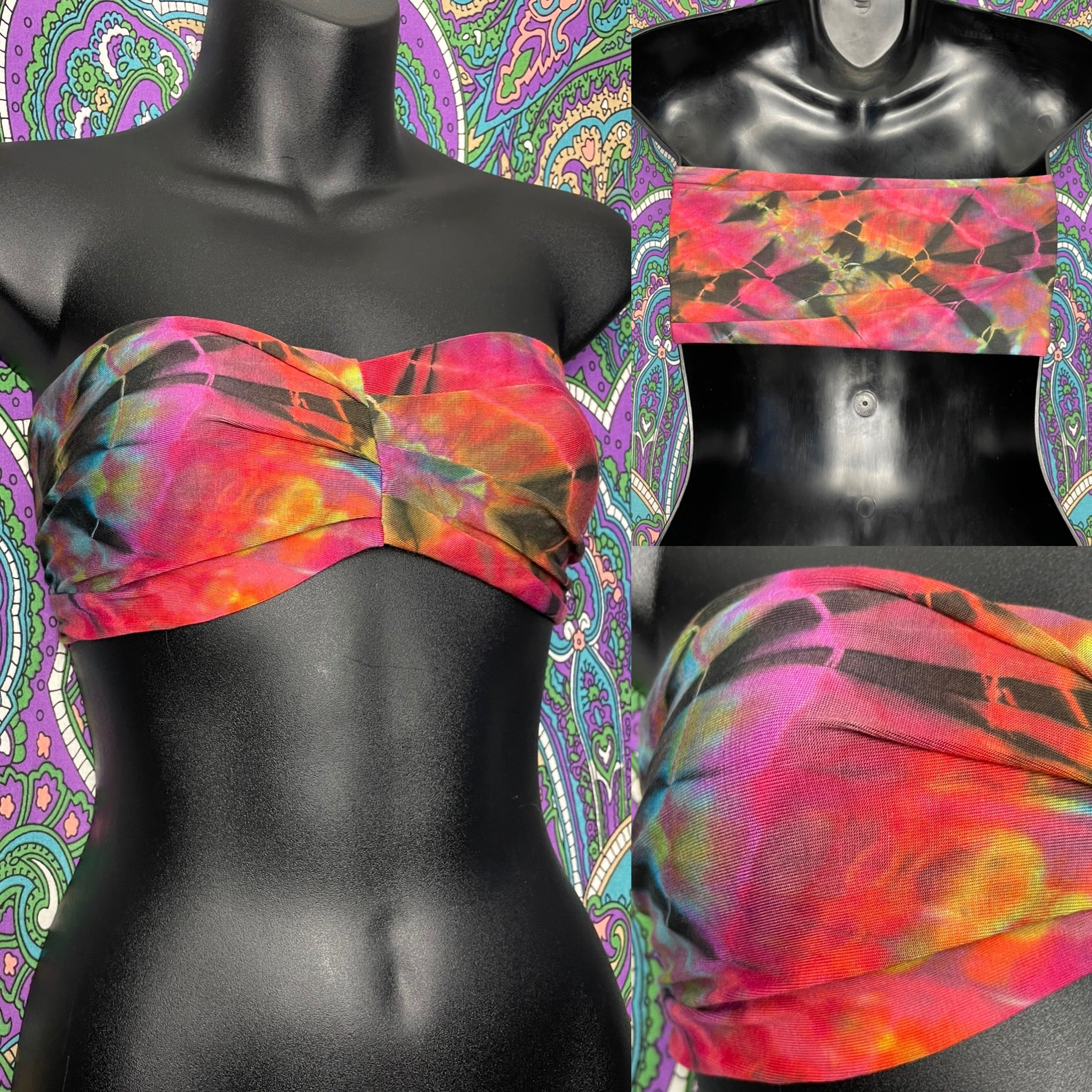 Tie dye Bandeau - Tan/Pink