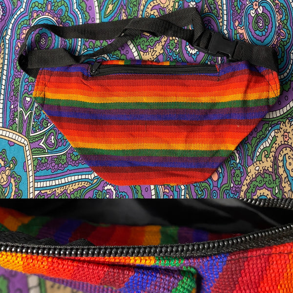 Woven Fanny Pack (Dark Rainbow)