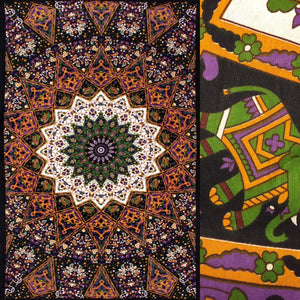 3D Indian Star Tapestry - Green/Purple