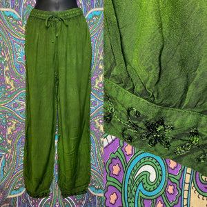 Green Pocket Harem Pants