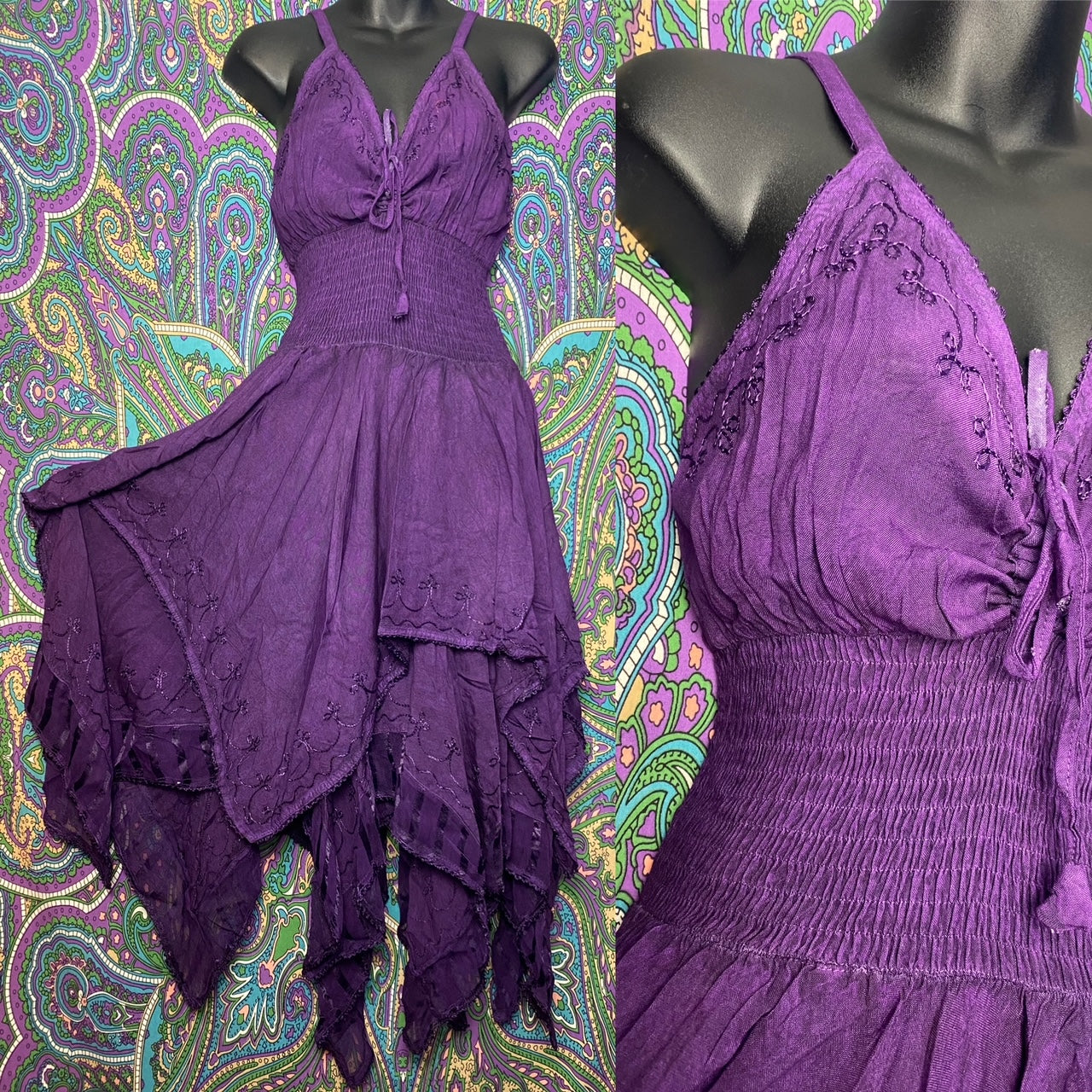 Embroidered Asymmetrical Sundress Purple