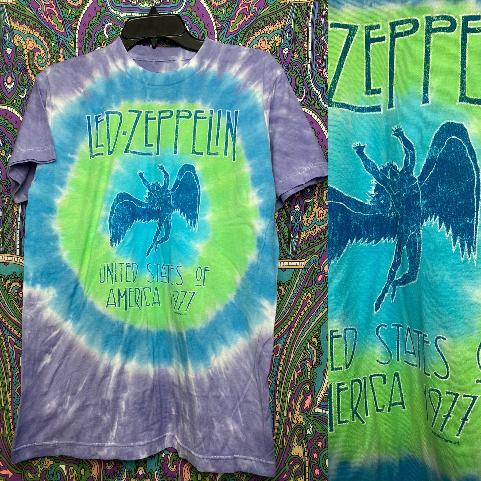 Green led zeppelin t-shirt top
